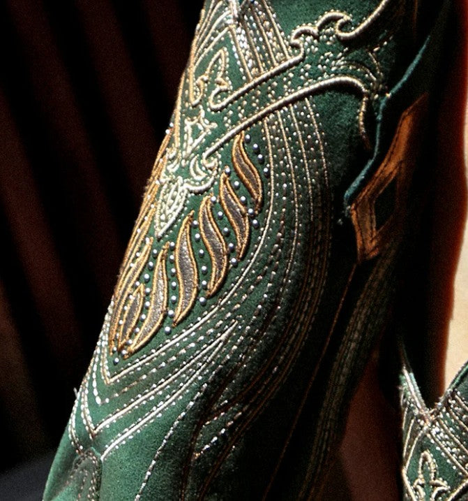 Corral A4714 Embroidery & Studs in Green Snip Toe Ladies Cowboy Boots