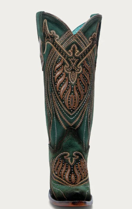 Corral A4714 Embroidery & Studs in Green Snip Toe Ladies Cowboy Boots