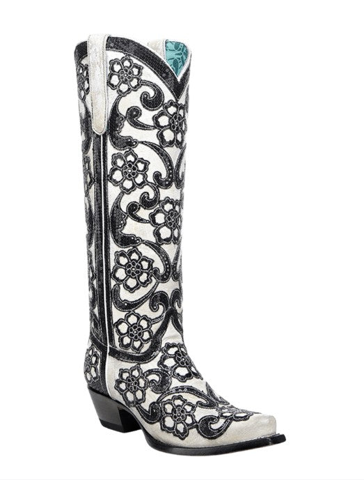 Corral A4866 Black Floral Cowboy Boots