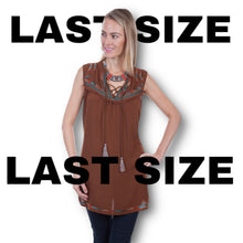 Load image into Gallery viewer, Scully HC299 Tie Front Tunic Style Western Top
