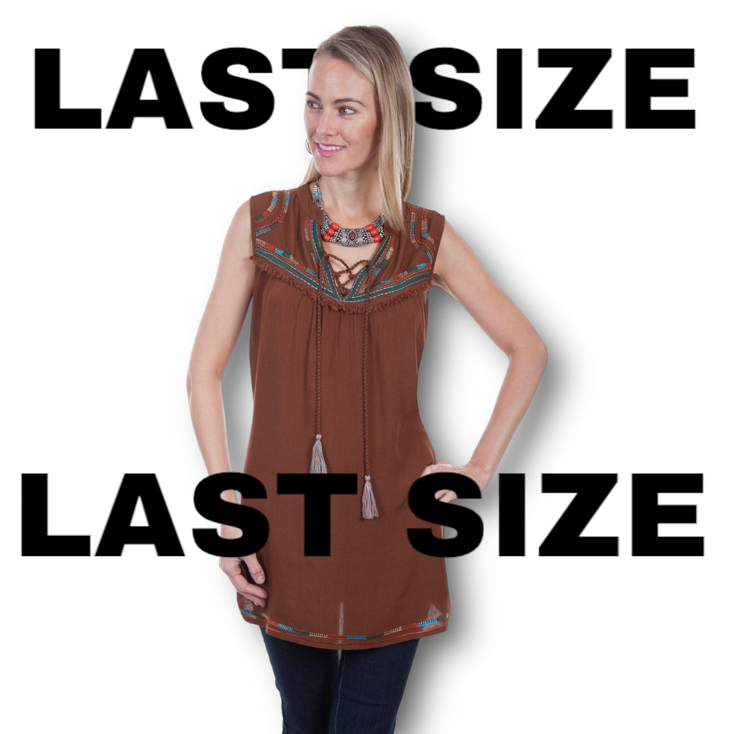 Scully HC299 Tie Front Tunic Style Western Top