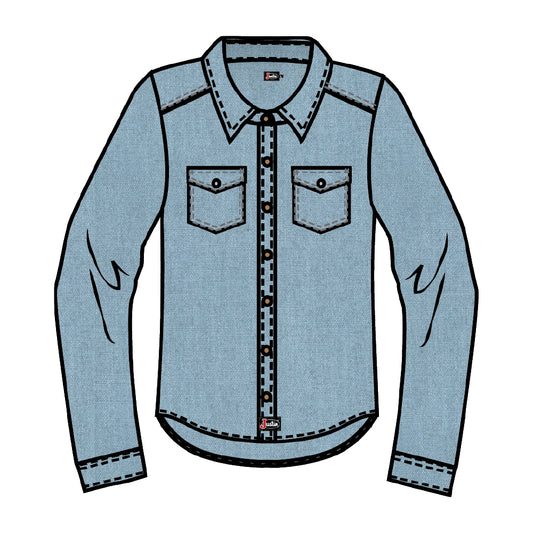 Justin Brands Girls Denim Chambrey Shirt J-3117