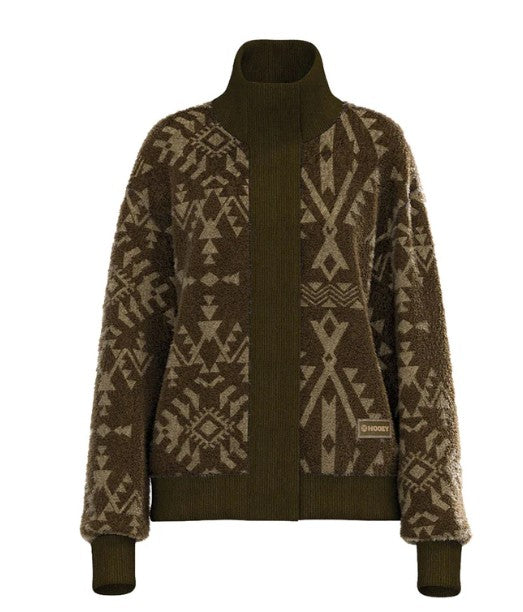 Hooey "Aspen" Ladies Brown Sherpa Jacket w/Tan Aztec HJ156BRAZ