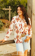 Load image into Gallery viewer, Lucky &amp; Blessed Cream Aztec Button Down Long Sleeve Top TO066-BRAZT
