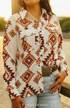 Load image into Gallery viewer, Lucky &amp; Blessed Cream Aztec Button Down Long Sleeve Top TO066-BRAZT
