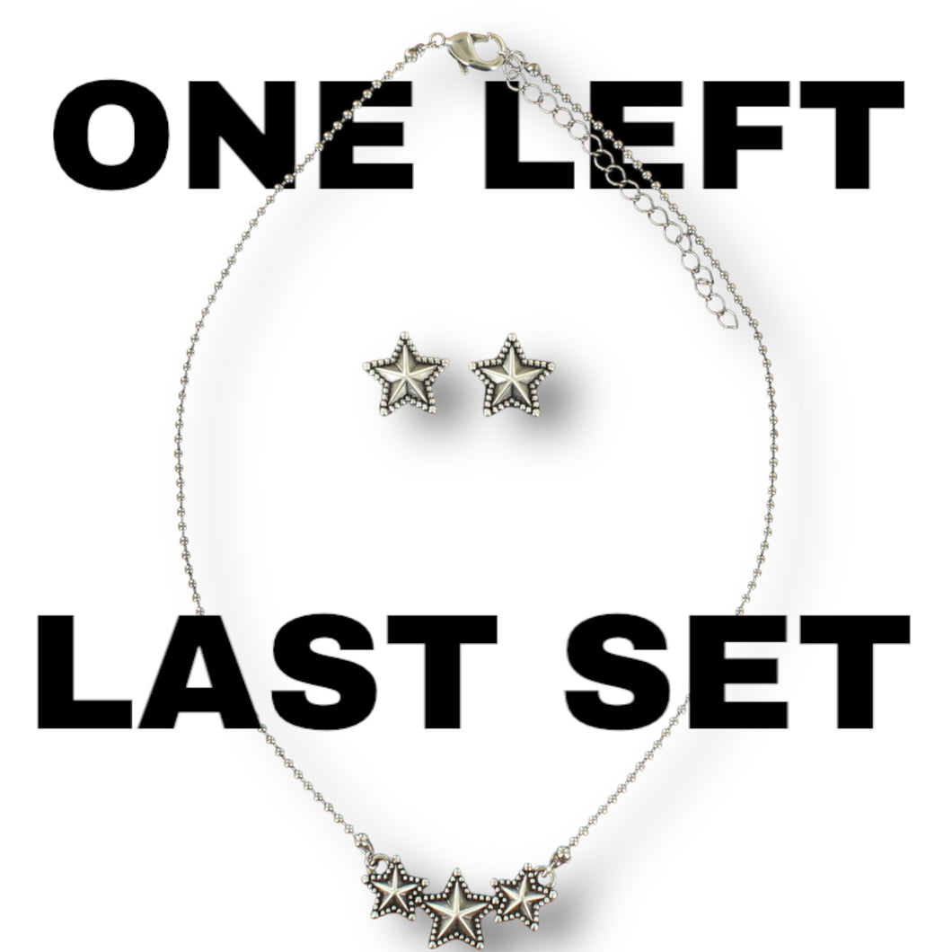 M&F 29914 Star Bead Edge Earrings and Necklace Set