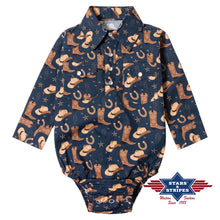 Load image into Gallery viewer, Stars &amp; Stripes Baby Cowboy Romper
