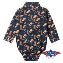 Load image into Gallery viewer, Stars &amp; Stripes Baby Cowboy Romper
