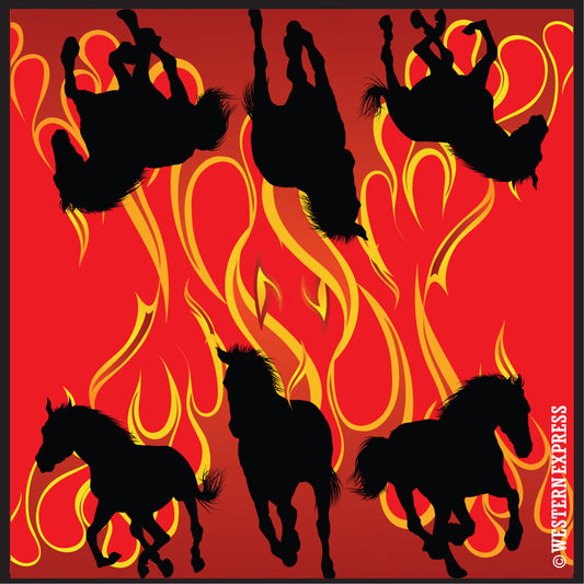 Western Express Red Flames Horses Bandana BA-4006