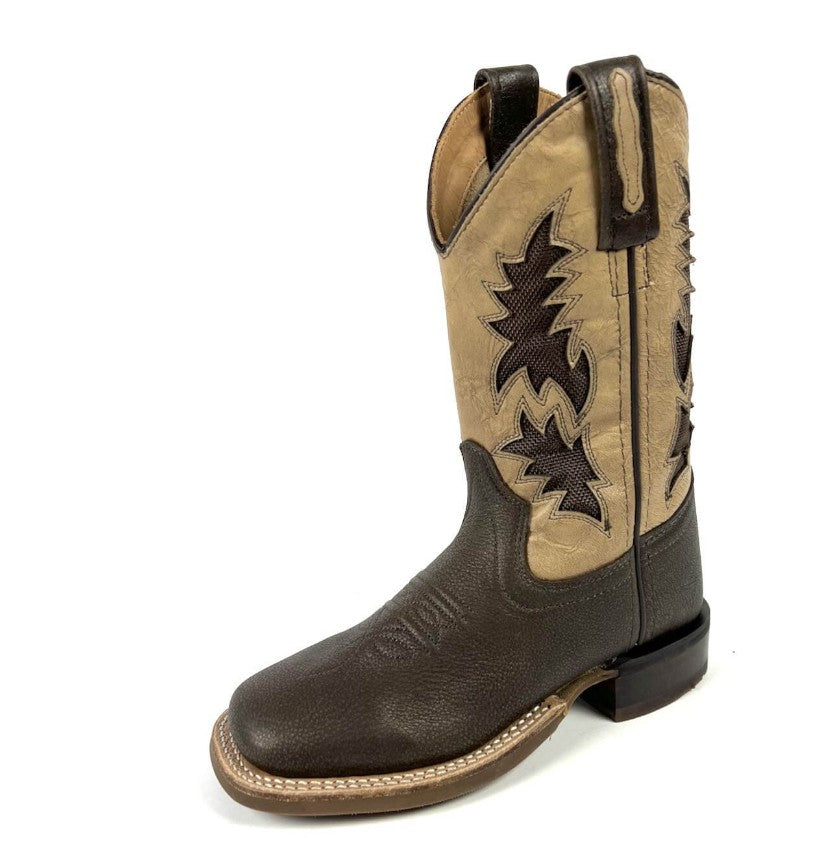 Jama Old West Children's & Youth Roper Boots Chocolate & Beige BSC1949