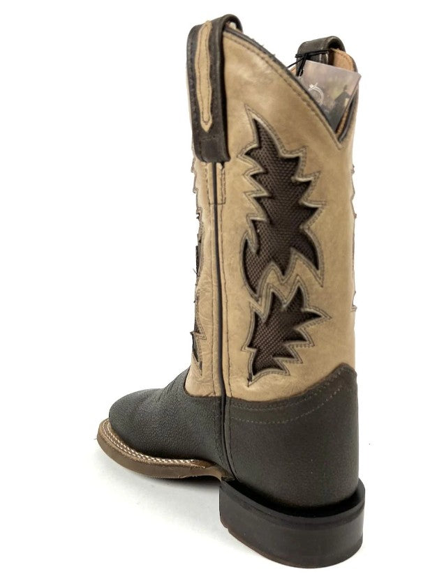 Jama Old West Children's & Youth Roper Boots Chocolate & Beige BSC1949