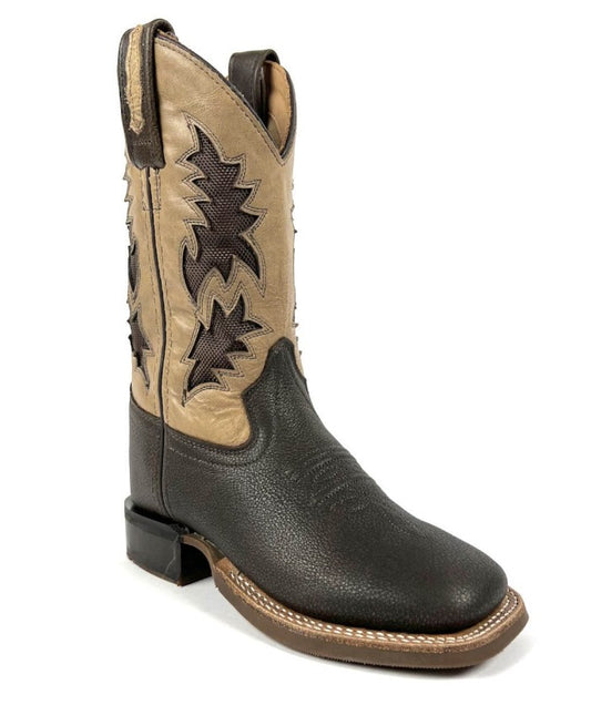Jama Old West Children's & Youth Roper Boots Chocolate & Beige BSC1949