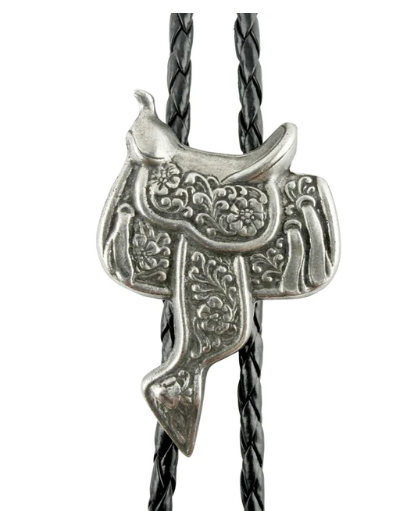 Western Express BT-BC58-P  Western Saddle Bolo Tie - Cast Pewter Western Saddle Bolo Tie - Cast Pewter)