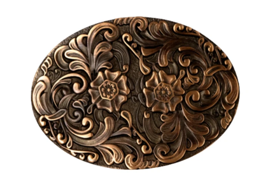 Western Express BU-4420-C Floral Scroll Vintage Copper Western Buckle