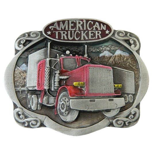 BU-006-E American Trucker Belt Buckle with Enamel Finish