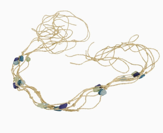 American Hat Makers Opaque Stones Tied On Natural Twine Hat Band - Style Bragg
