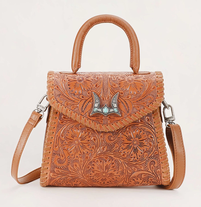 Myra Loyal West Leon Mini Handle Purse in Brown