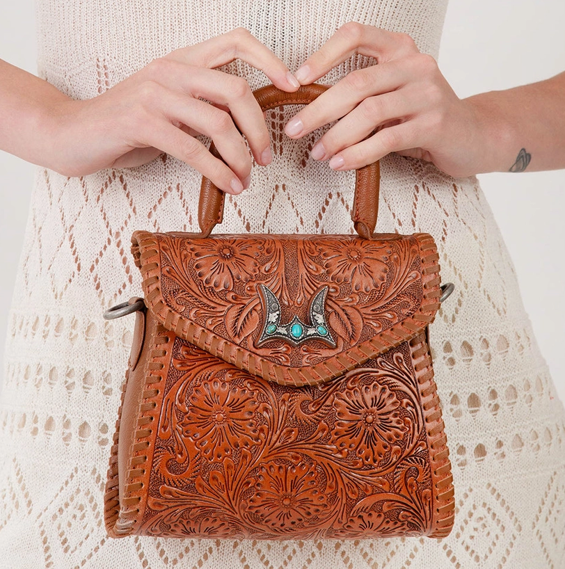 Myra Loyal West Leon Mini Handle Purse in Brown