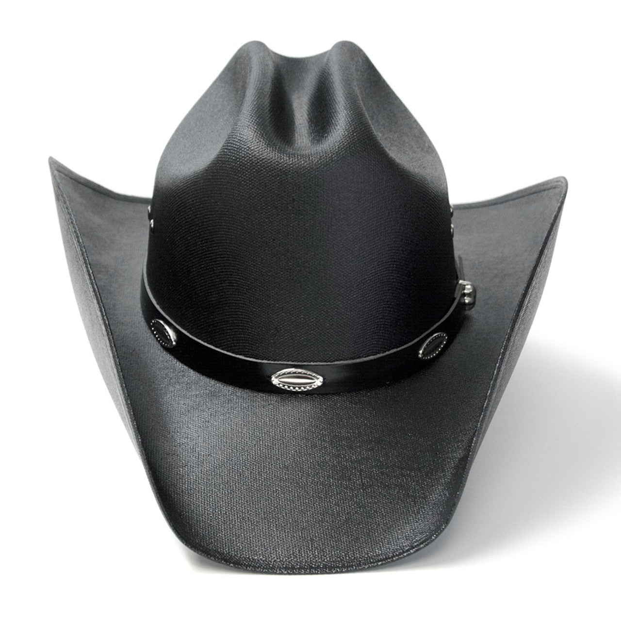 CA-4 Cattleman Straw Hat Silver Conchos in Black