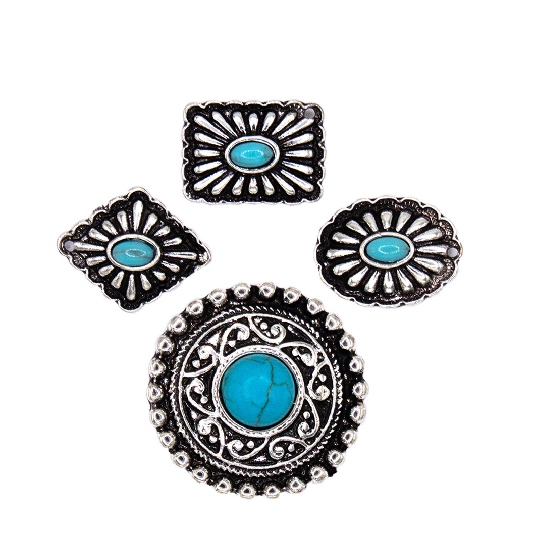 Assorted Pin Tack Set of Turquoise Concho Designs C250T
