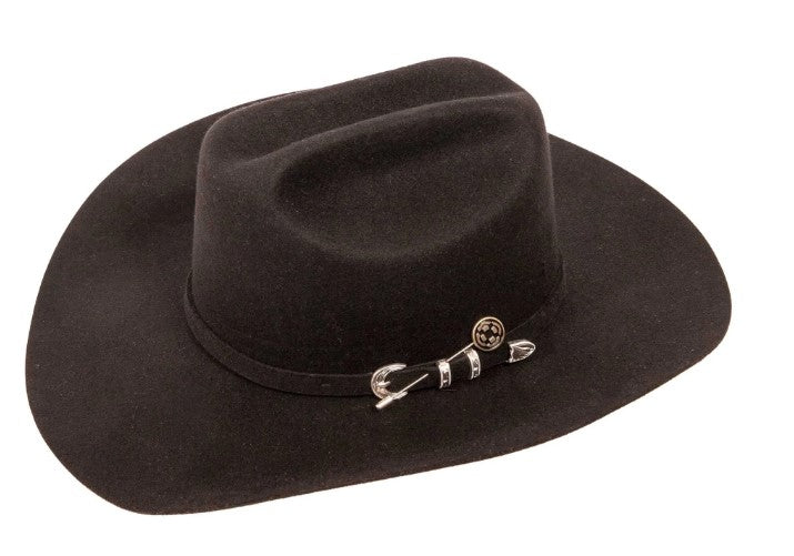 American Hat Makers Cattleman Felt Cowboy Hat in Black