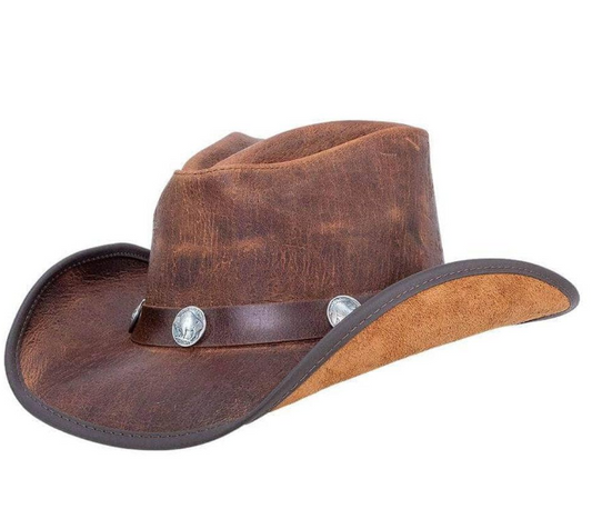 American Hat Makers Cyclone CobblestonePinch Front Leather Cowboy Hat