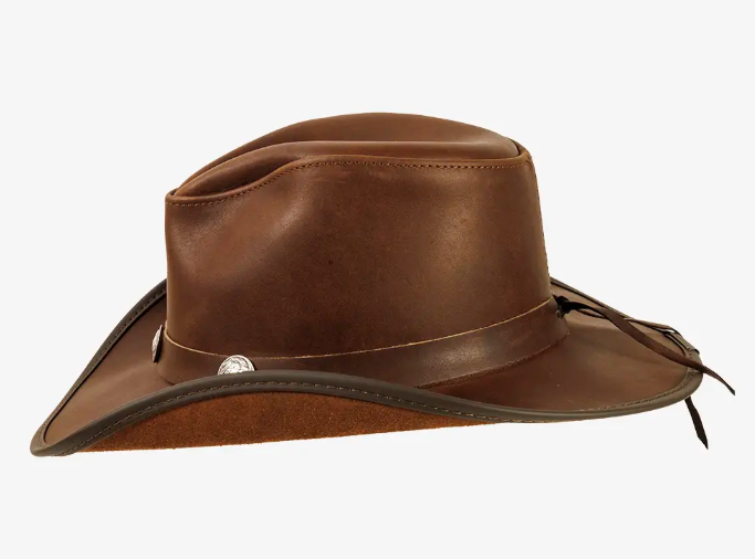 American Hat Makers Cyclone Chestnut Pinch Front Leather Cowboy Hat