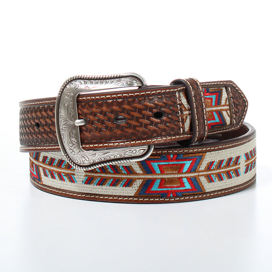 3D Belt Arrow Basketweave Brown D100013702