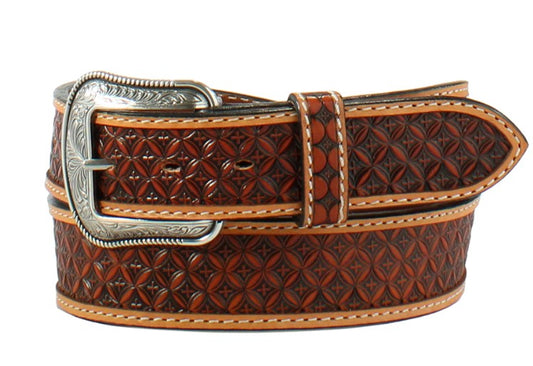 M&F 3D 1 1/2" Tooled Cross Natural Belt D100015748