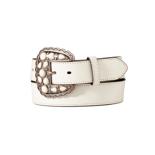 M&F Angel Ranch Belt 1 1/2" Cracked White Leather D140006605
