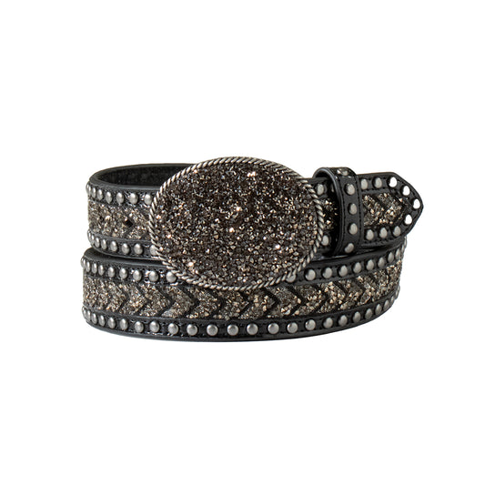 M&F Angel Ranch Belt 1 1/2" Crystal Chevron Black D140007701