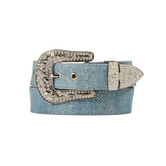 M&F Angel Ranch Belt 1 1/2" Crystals Denim D140008320