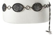Load image into Gallery viewer, M&amp;F Angel Ranch Belt 2 1/4&quot; Floral Conchos Chain Black D140009501
