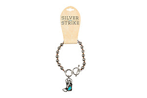 M&F D440010433 Silver Strike Bracelet Cowboy Boot Bracelet Turquoise
