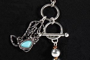 M&F D440010433 Silver Strike Bracelet Cowboy Boot Bracelet Turquoise
