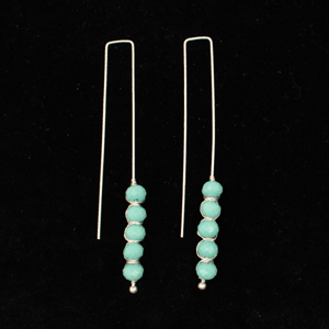 M&F Silver Strike Earrings Drop Aqua Beads D4600114