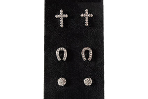 M&F D4600116 Silver Strike Earrings 3pr Stud Set