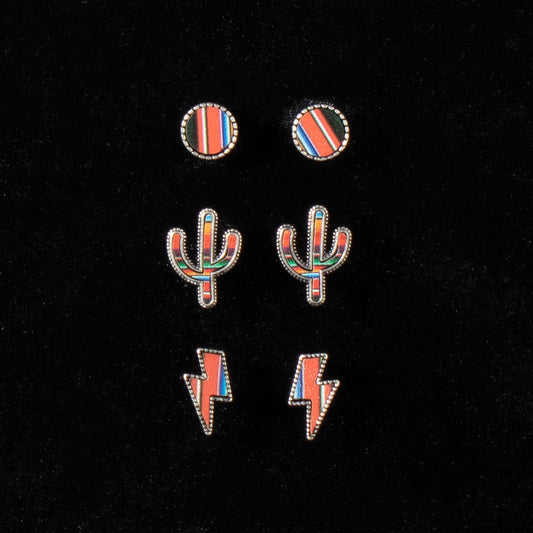 M&F Silver Strike Earrings Set of 3 Serape D460014997