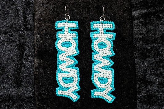 M&F D460019582 Silver Strike Earrings Beaded Howdy Blue White