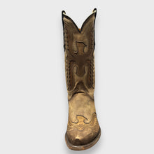 Load image into Gallery viewer, C3952 Mens Distressed Tan Eagle And Embroidered Snip Toe Casual Boots Mid Calf in Brown
