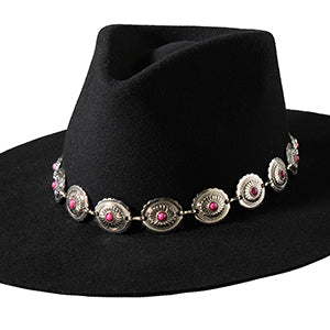 M&F 3D D740001730 Chain Hatband 1" Concho Stone Pink