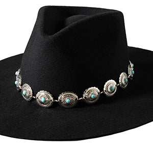 M&F 3D D740001733 Chain Hatband 1" Concho Stone Blue