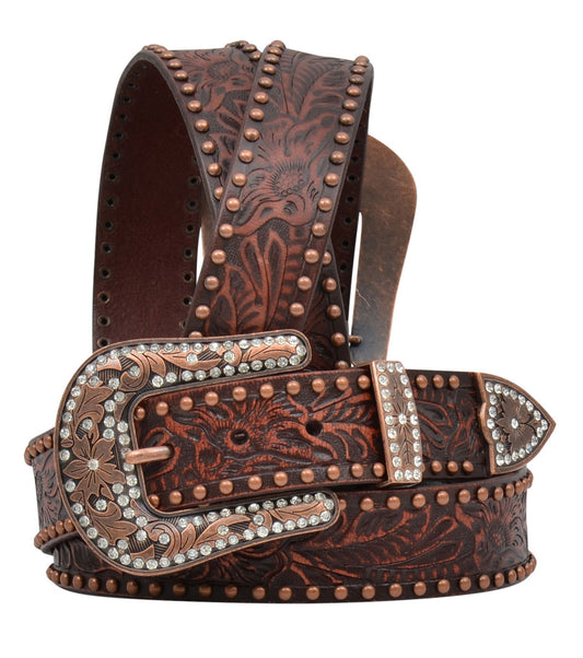 M&F 1 1/2" DK BROWN FLRL EMB W/BROWN DA1034