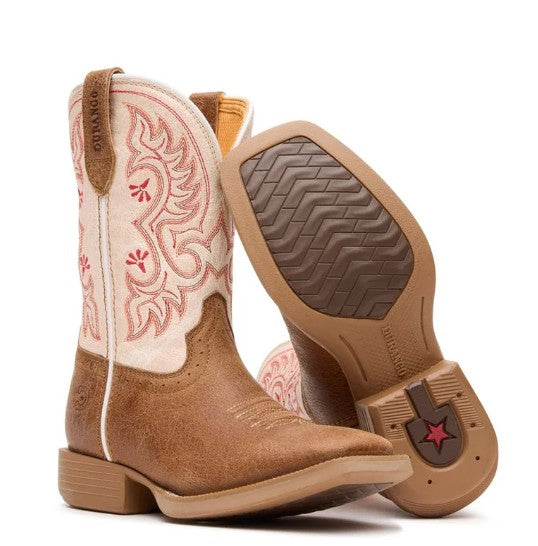 Durango Kids DBT0253C Shyloh Western Boots in Honey Tan Metallic Peach