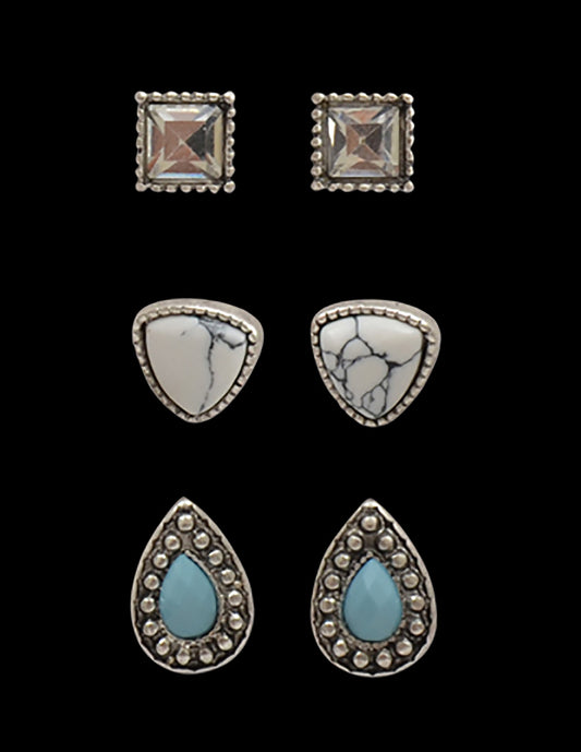 M&F Silver Strike Stud Earrings 3 pieces DE021SBTQ