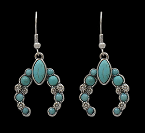 M&F Silver & Turquoise Squash Blossom Earrings DE0506SBTQ
