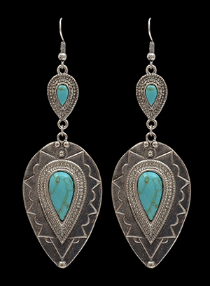 M&F DE221SBTQ Antiqued Silver Inverted Teardrop Earrings