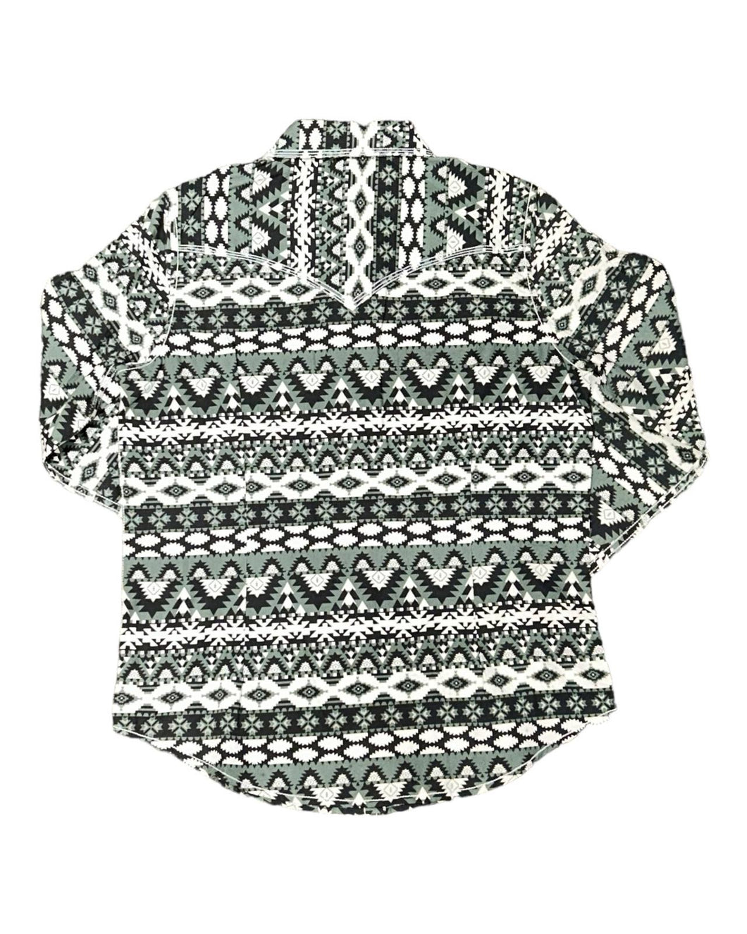 MontanaCo Ladies All Over Aztec Pattern in Green Western Blouse L-1110