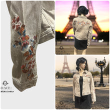 Load image into Gallery viewer, Grace Floral Embroidered Camel Colour Women&#39;s Denim Jacket TES778
