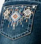 Grace Jeans Embellished Aztec Motif Detail Mid Rise Boot Cut EB-51837